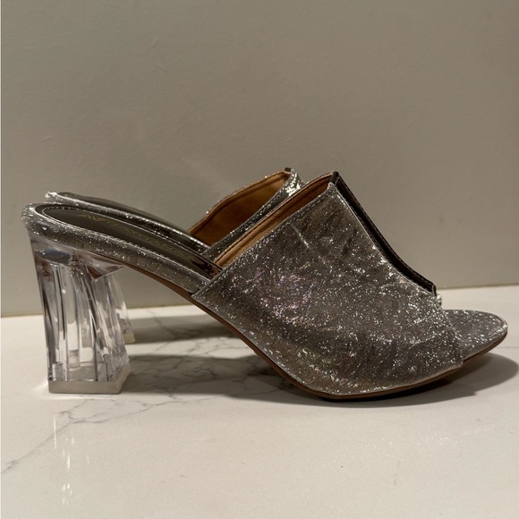 Silver Glitter Women's Heels - Picture 1 of 9